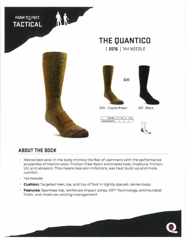 Farm to Feet Quantico Sock Specs